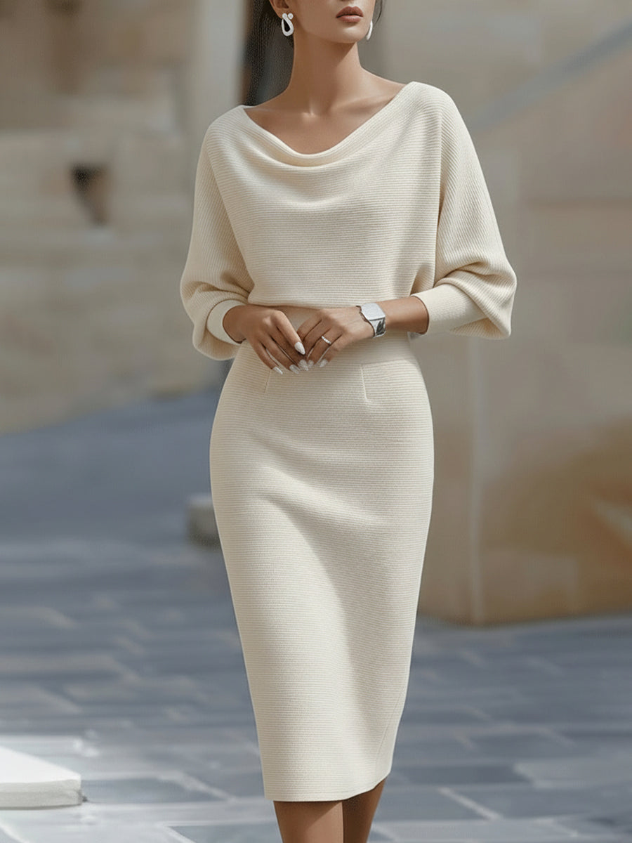Elegant Timeless Draped Midi Dress