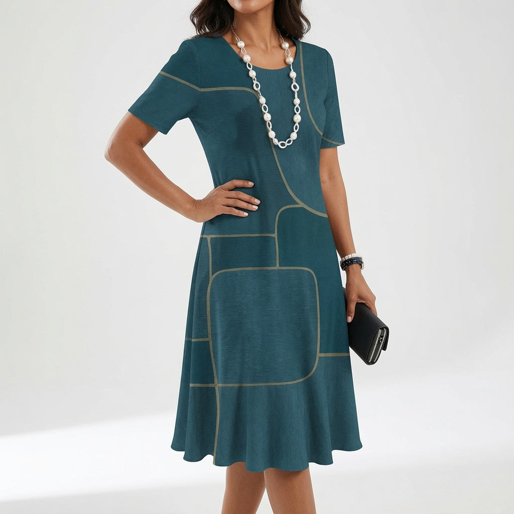 Printed Flowy Dress Artistic Elegance