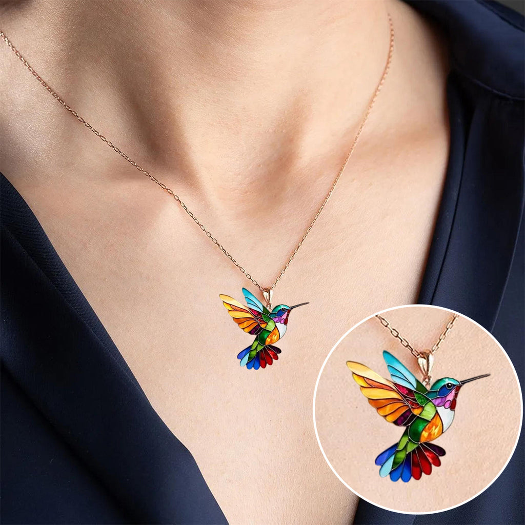 Vibrant Color Hummingbird Necklace Natural Charm