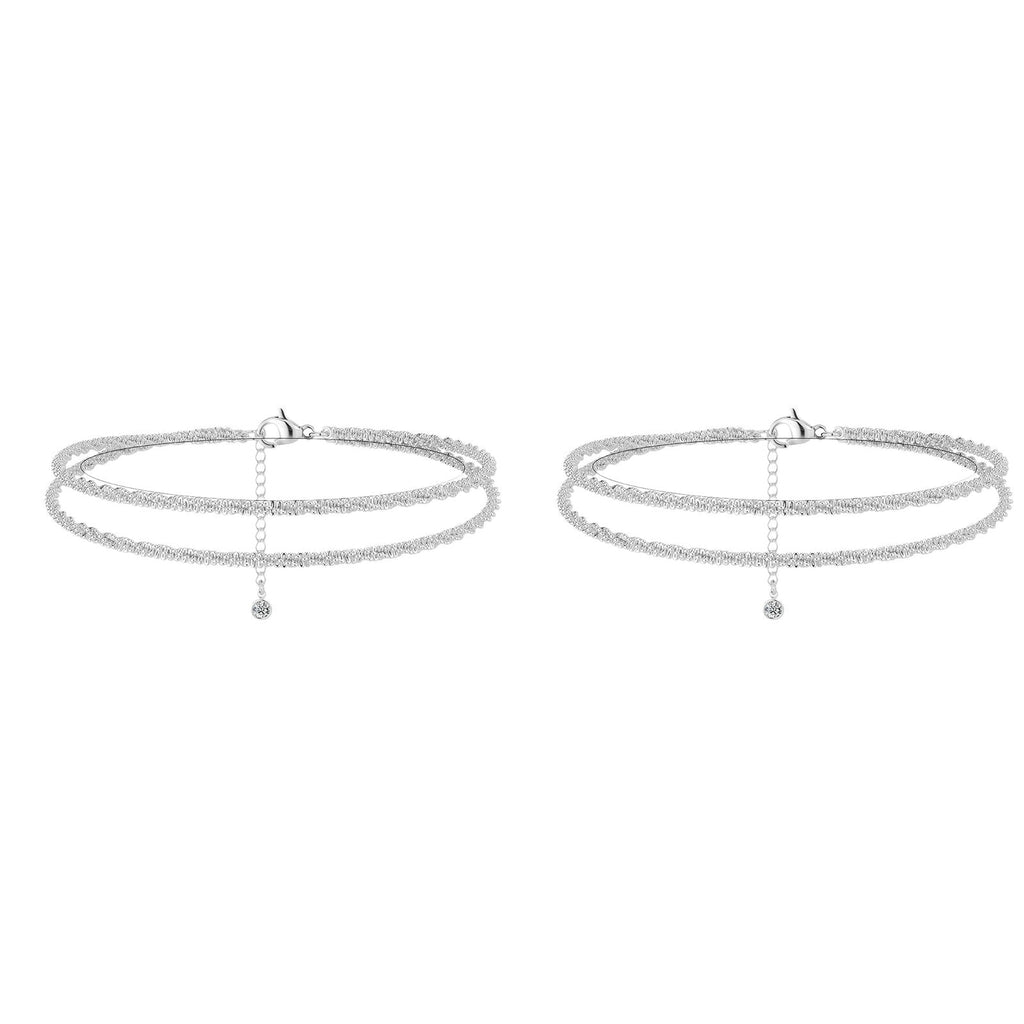 Gold and Silver Double Chain Anklet Minimalist Elegance