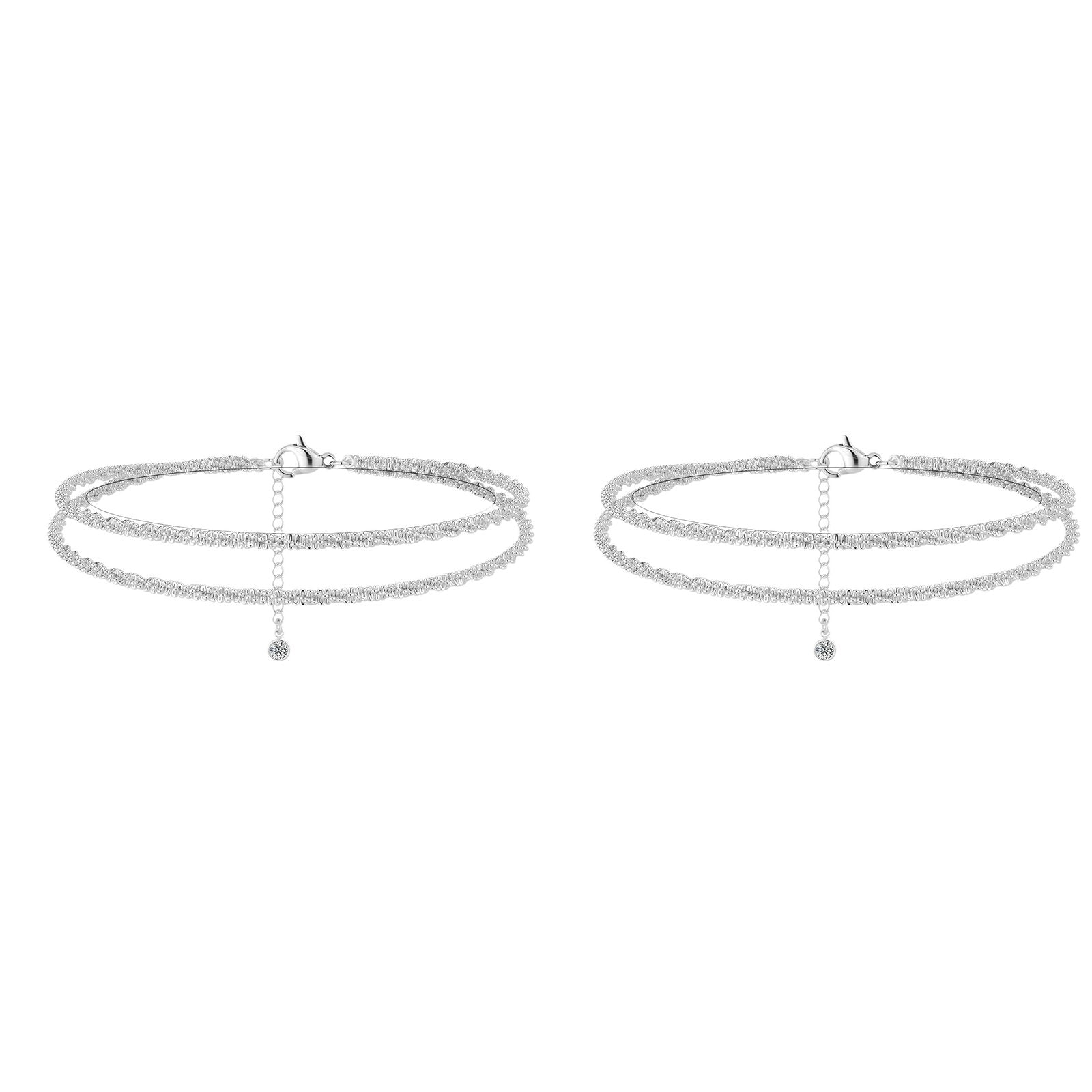 Gold and Silver Double Chain Anklet Minimalist Elegance