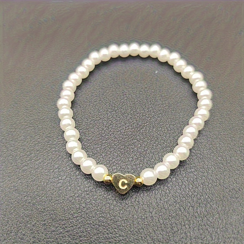 Chic Bracelet with Heart Initial A to Z