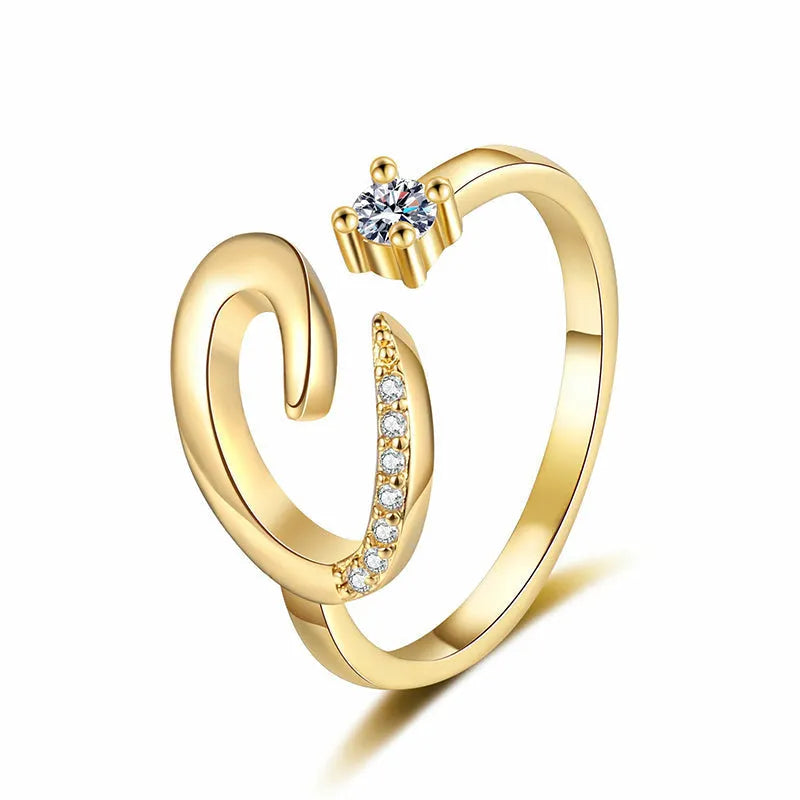 Personalized Initial Heart Ring