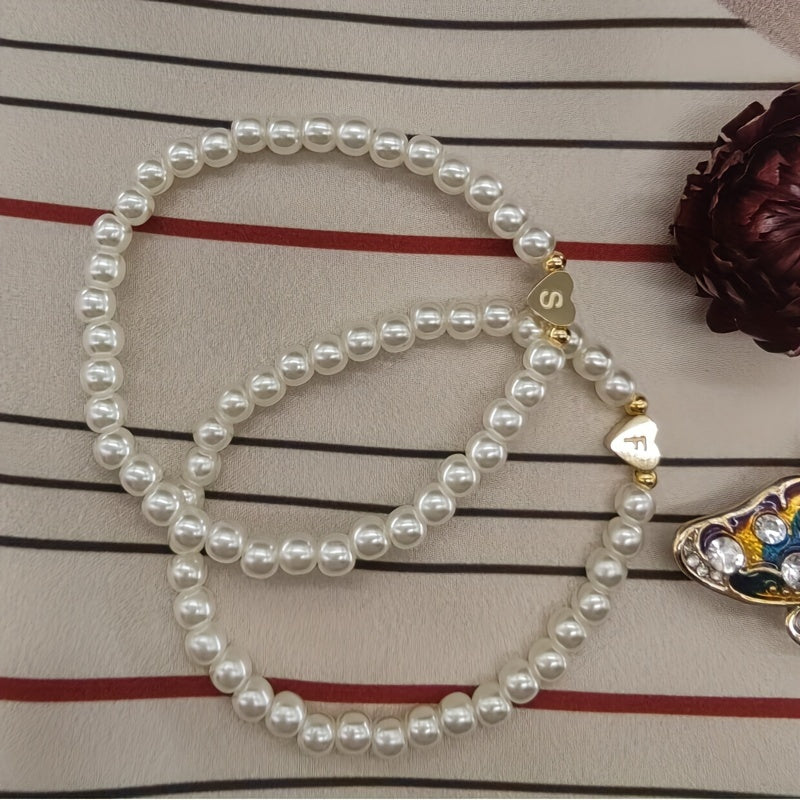 Chic Bracelet with Heart Initial A to Z