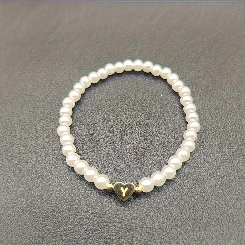 Chic Bracelet with Heart Initial A to Z