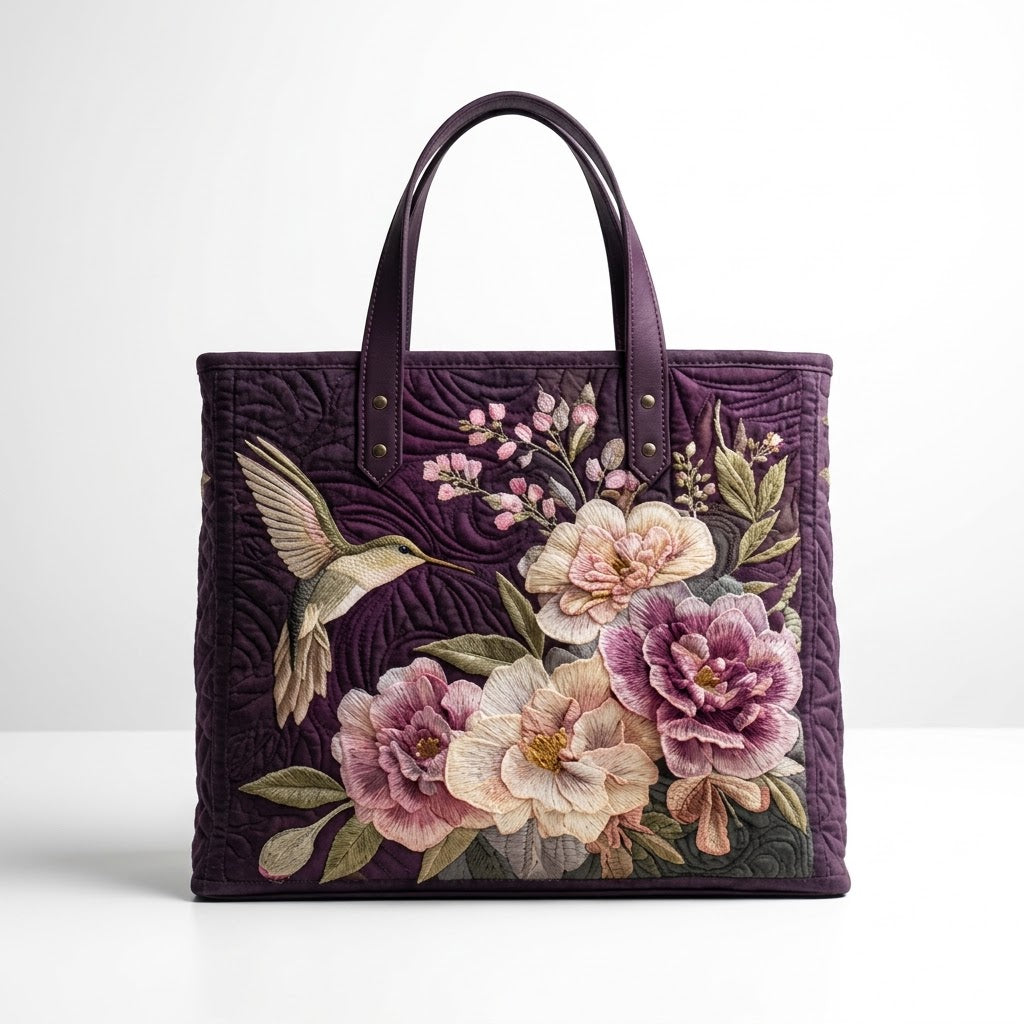 Artisan Tote Bag Hummingbirds and Orchids
