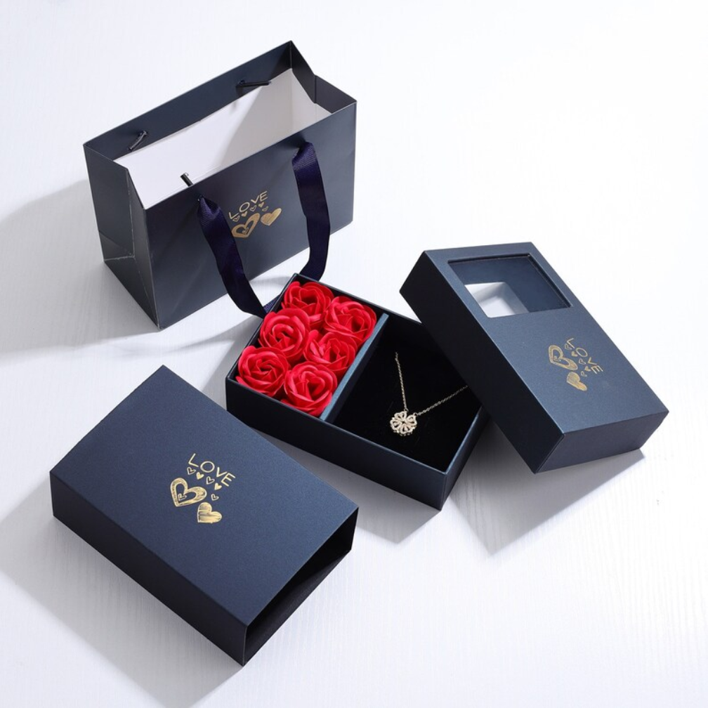 Clover Pendant Crystal Necklace with Gift Box