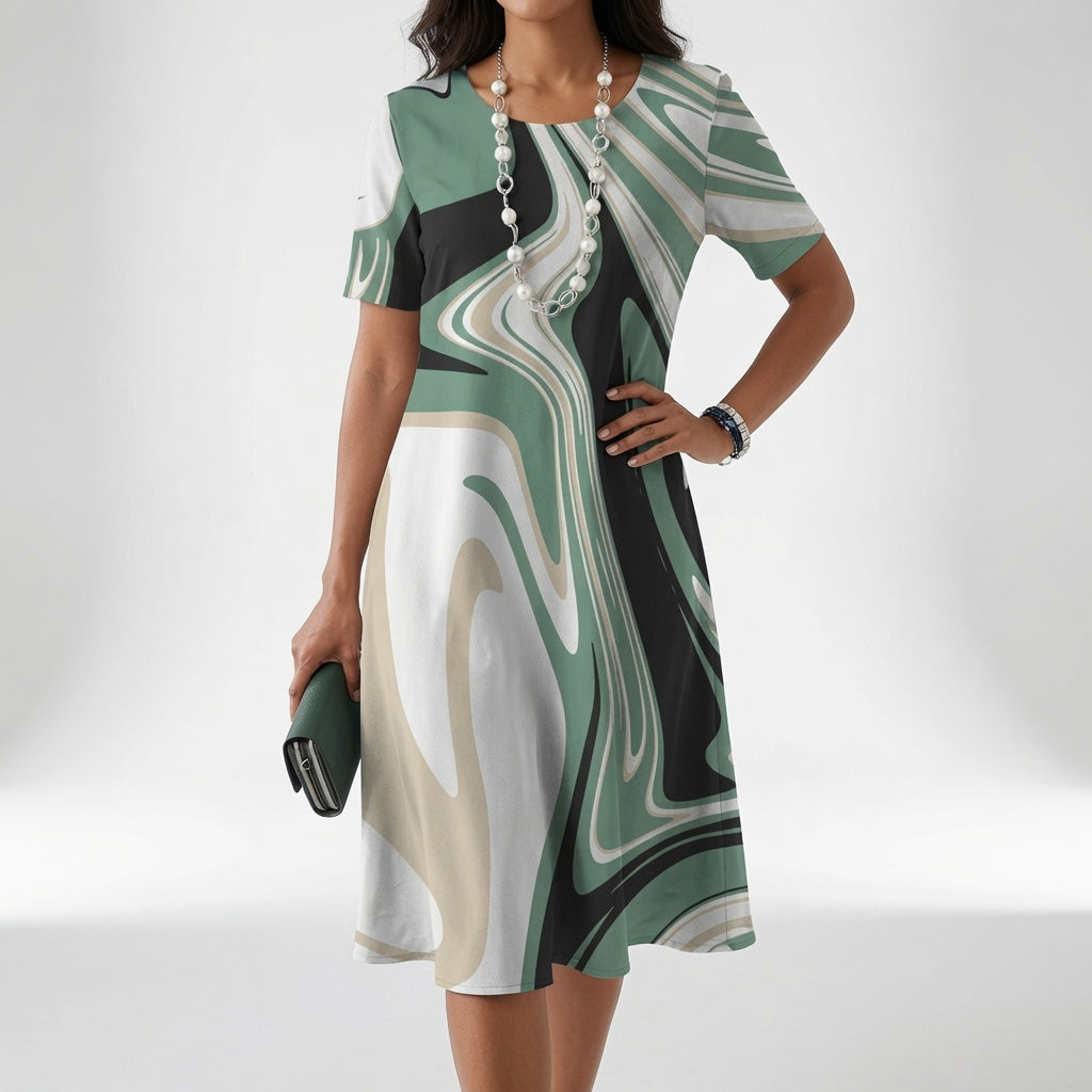 Printed Flowy Dress Artistic Elegance