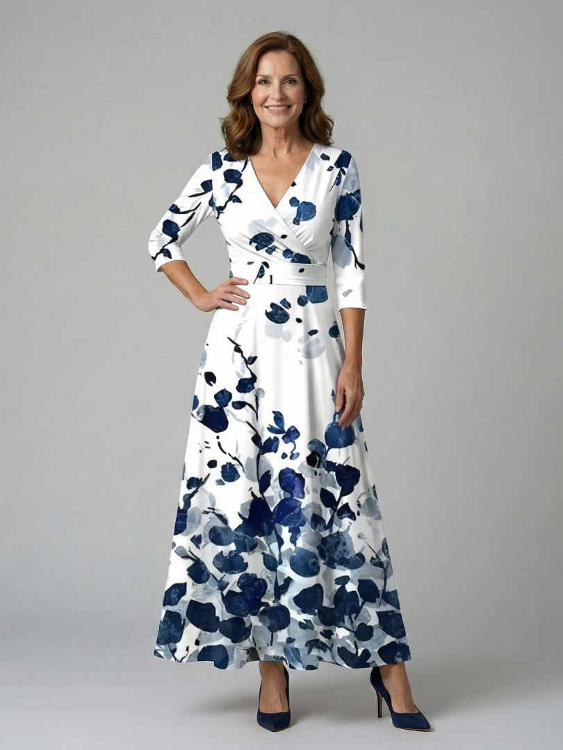 Collared Wrap Midi Dress