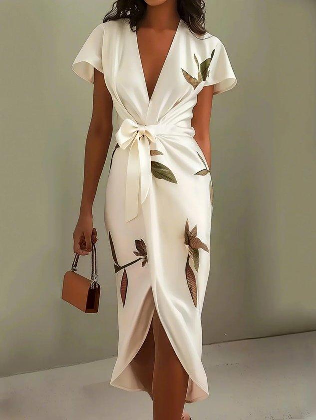Elegant Wrap Dress with Floral Pattern