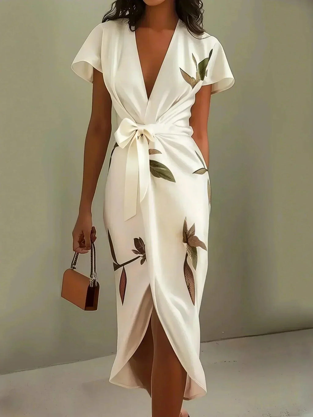 Elegant Wrap Dress with Floral Pattern