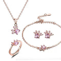 Four Piece Jewelry Set with Zirconia Paw and Heart