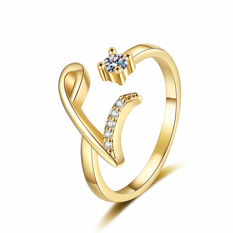 Personalized Initial Heart Ring