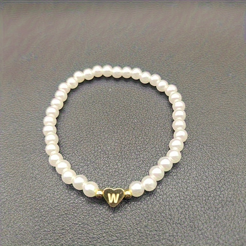 Chic Bracelet with Heart Initial A to Z
