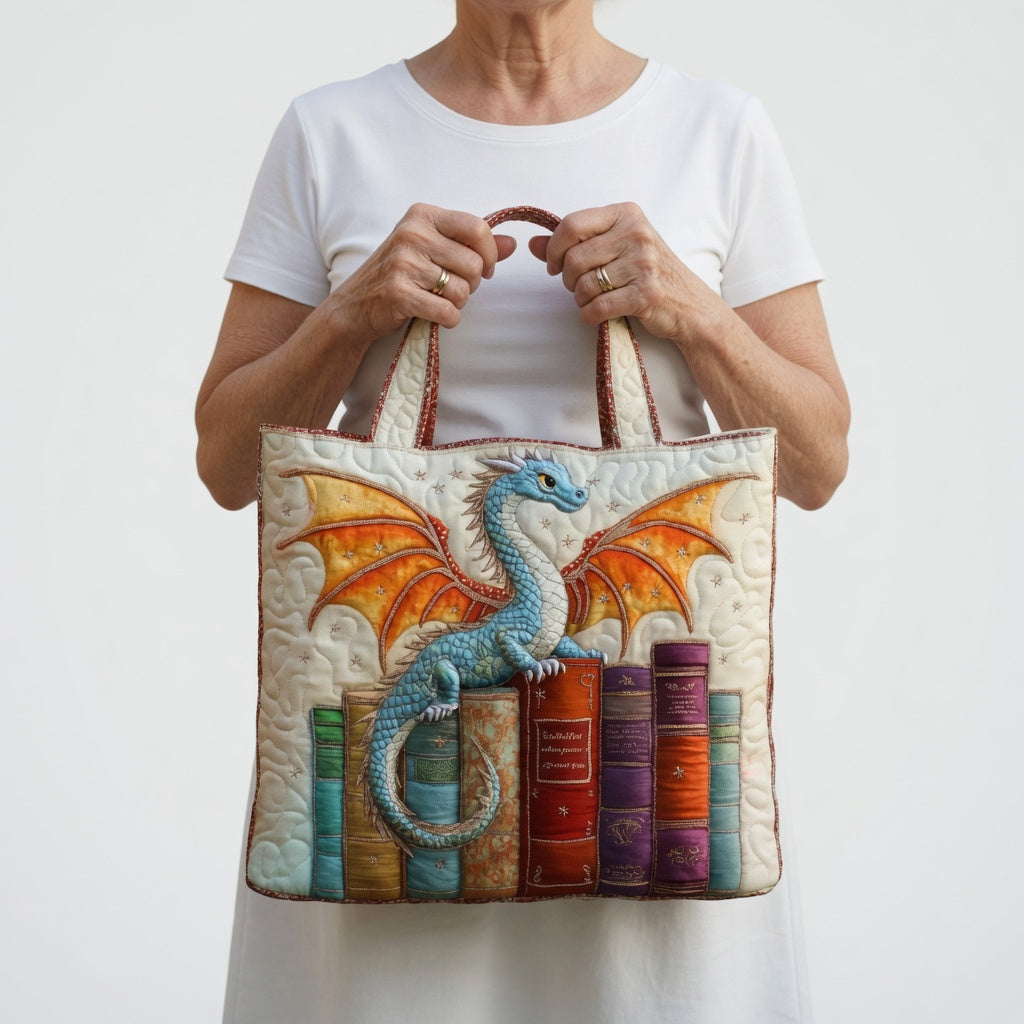 Artisan Tote Bag Emerald Dragon Book Guardian