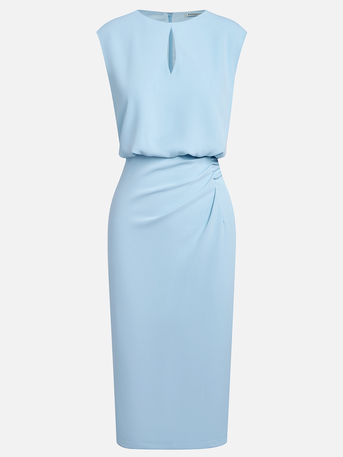 Elegant Luxury Taffeta Midi Dress with Side Drape