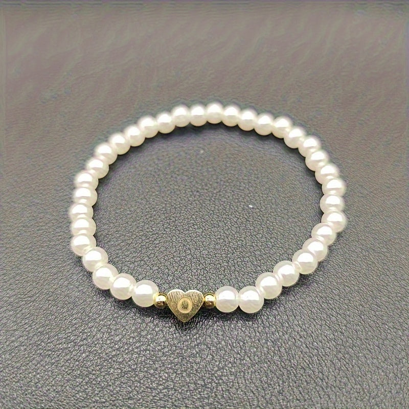 Chic Bracelet with Heart Initial A to Z