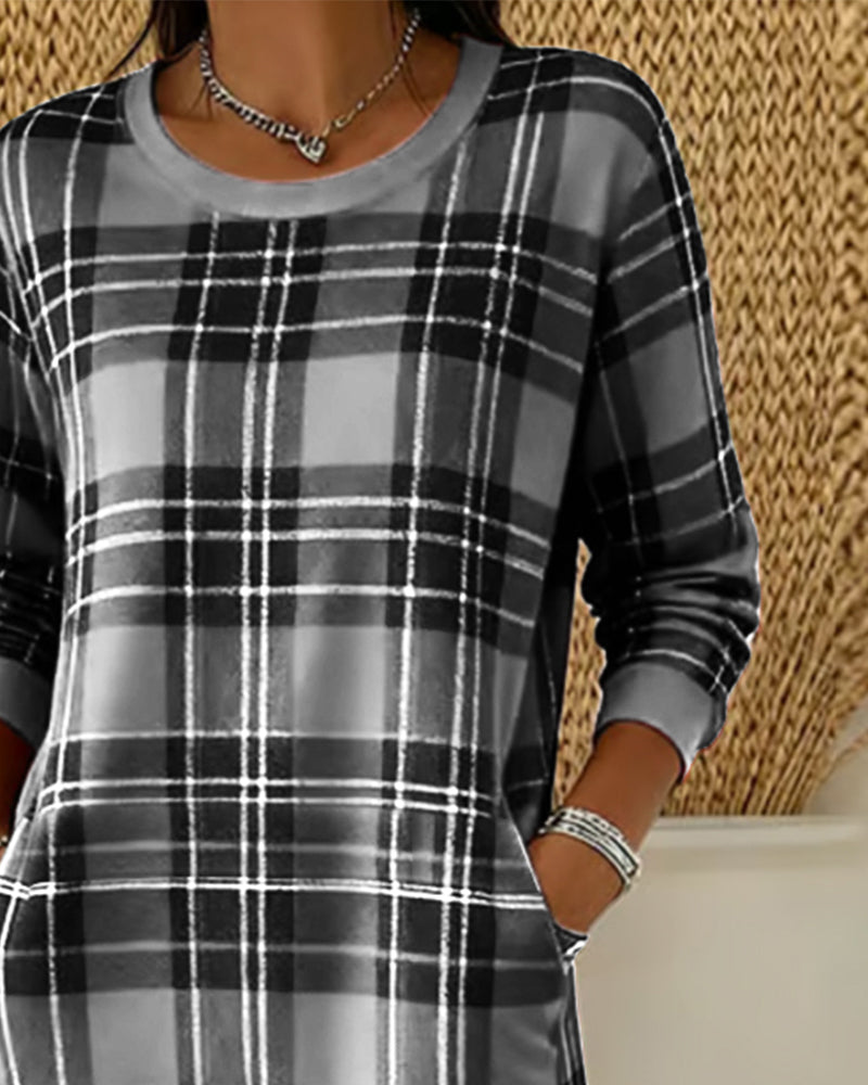 Warm Checked Shift Dress for Cool Days