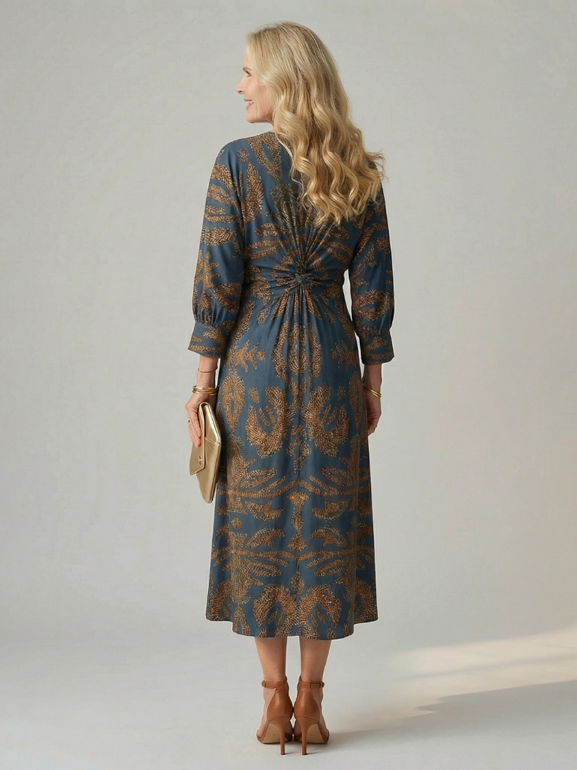 Natural Wrap Midi Dress