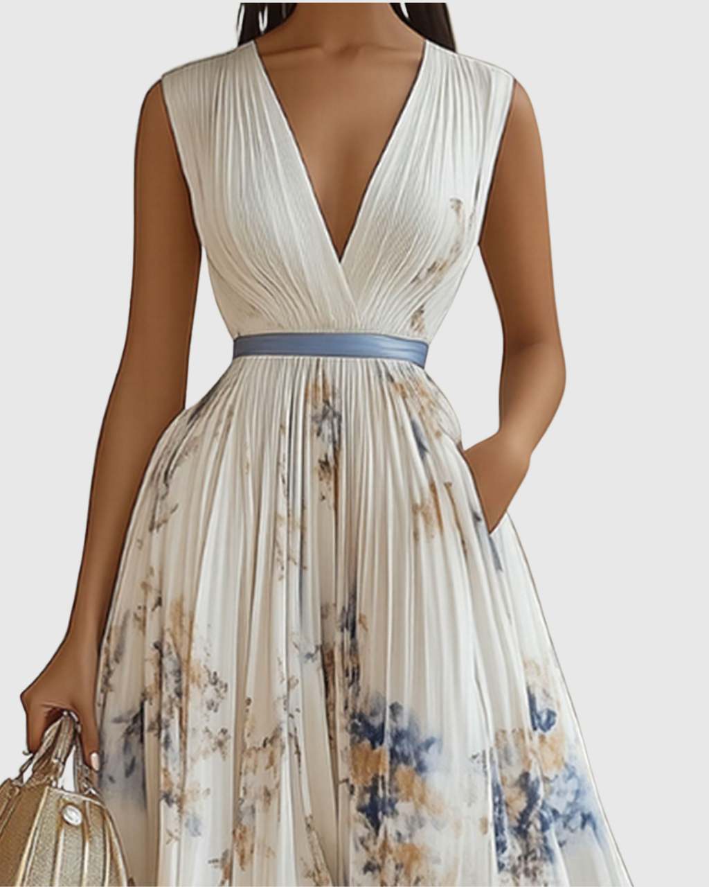 Elegant Pleated Maxi Dress