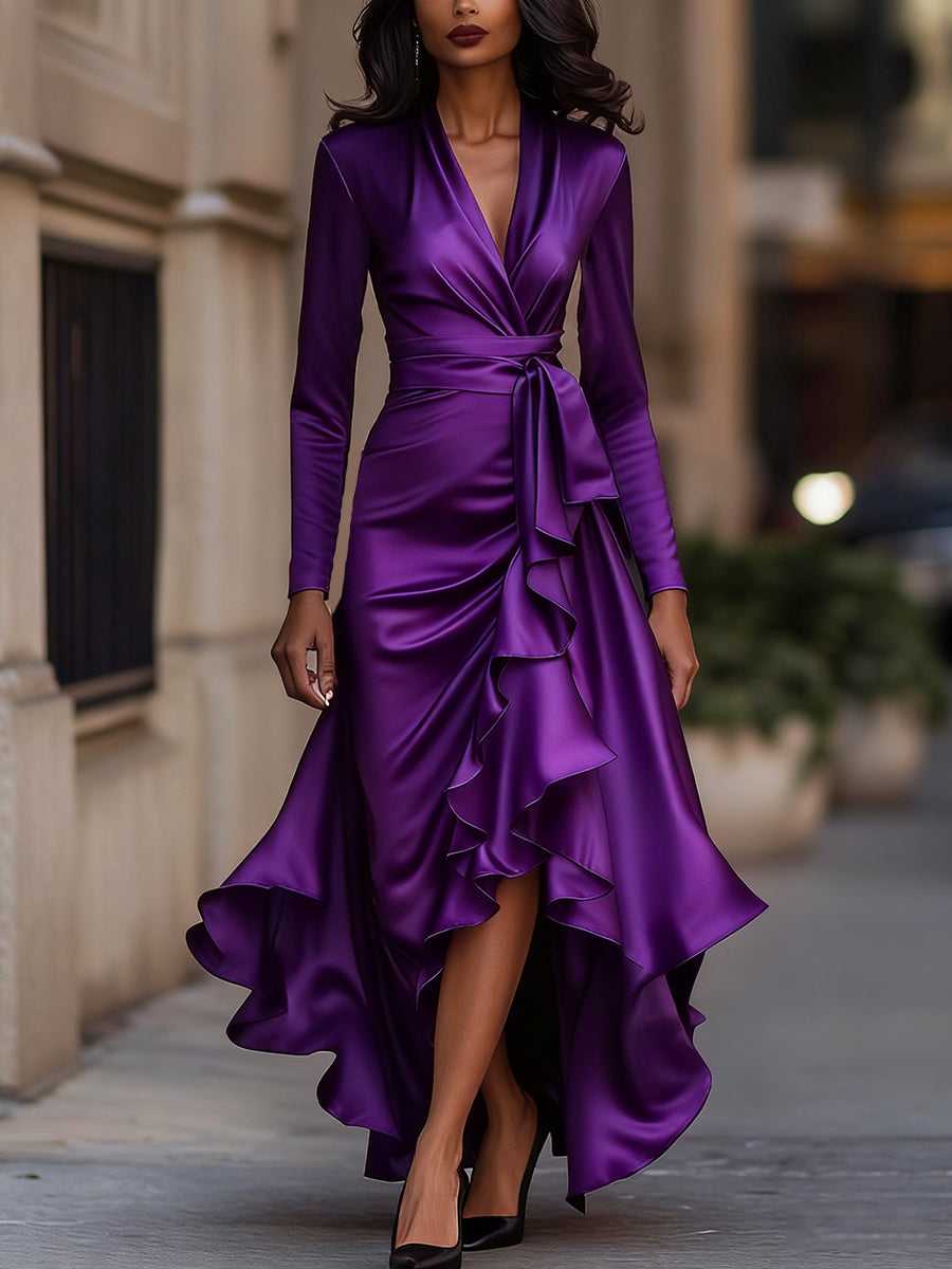 Satin Wrap Dress Timeless Elegance