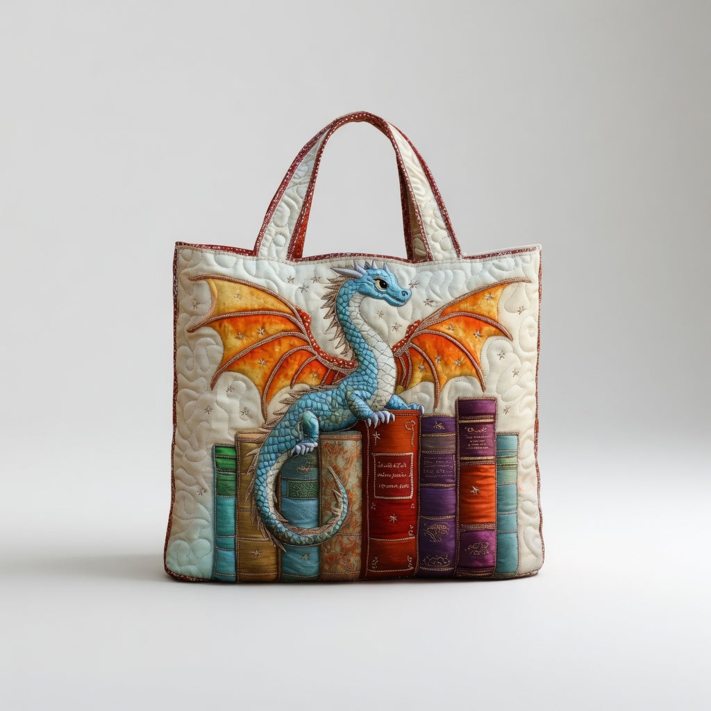 Artisan Tote Bag Emerald Dragon Book Guardian