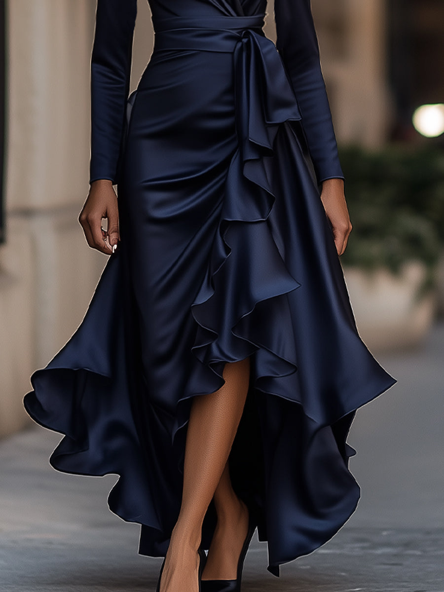 Satin Wrap Dress Timeless Elegance
