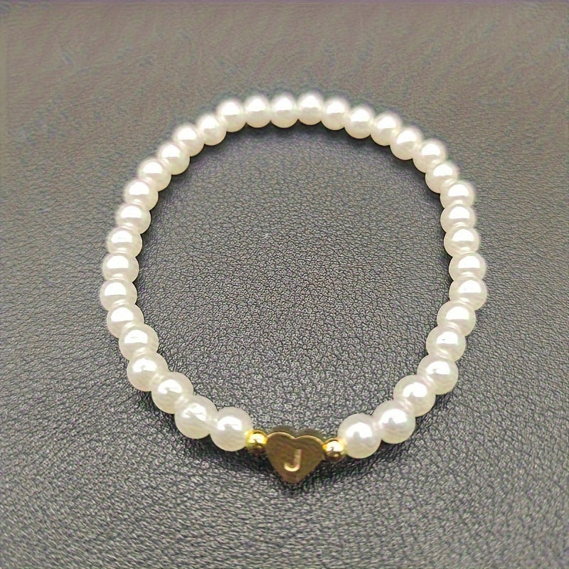 Chic Bracelet with Heart Initial A to Z
