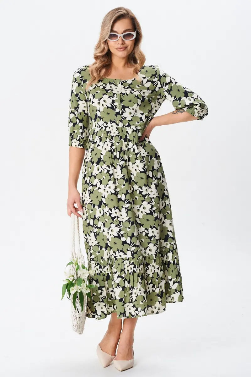Elegant Feminine Floral Midi Dress
