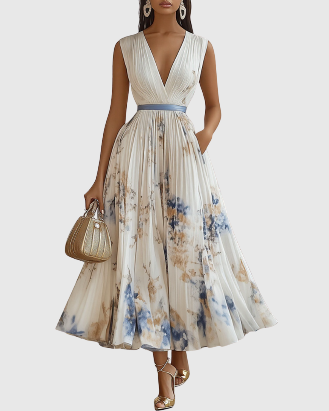 Elegant Pleated Maxi Dress