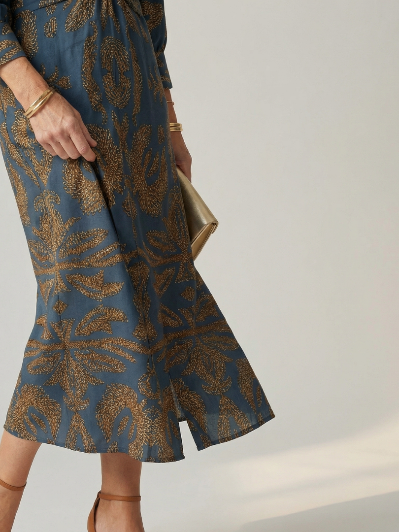 Natural Wrap Midi Dress