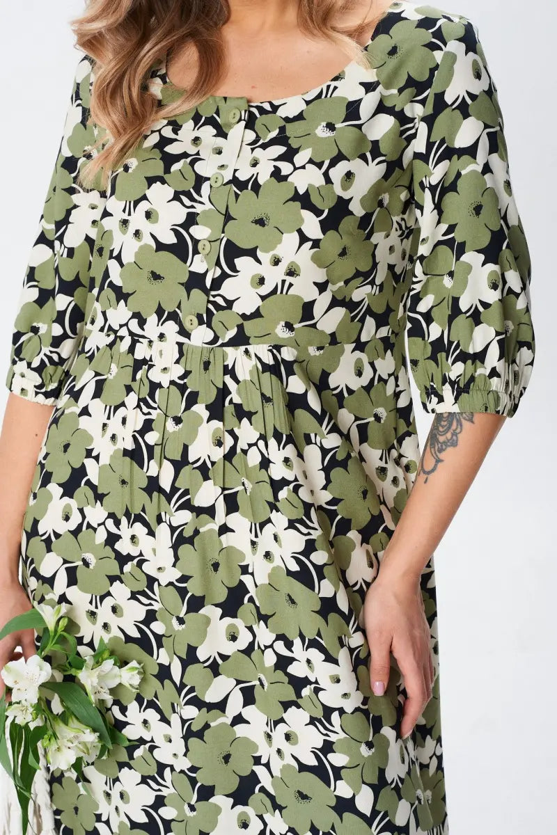 Elegant Feminine Floral Midi Dress