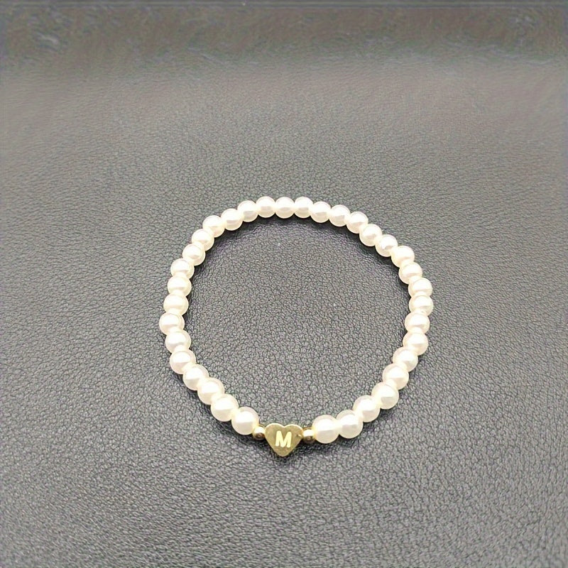Chic Bracelet with Heart Initial A to Z