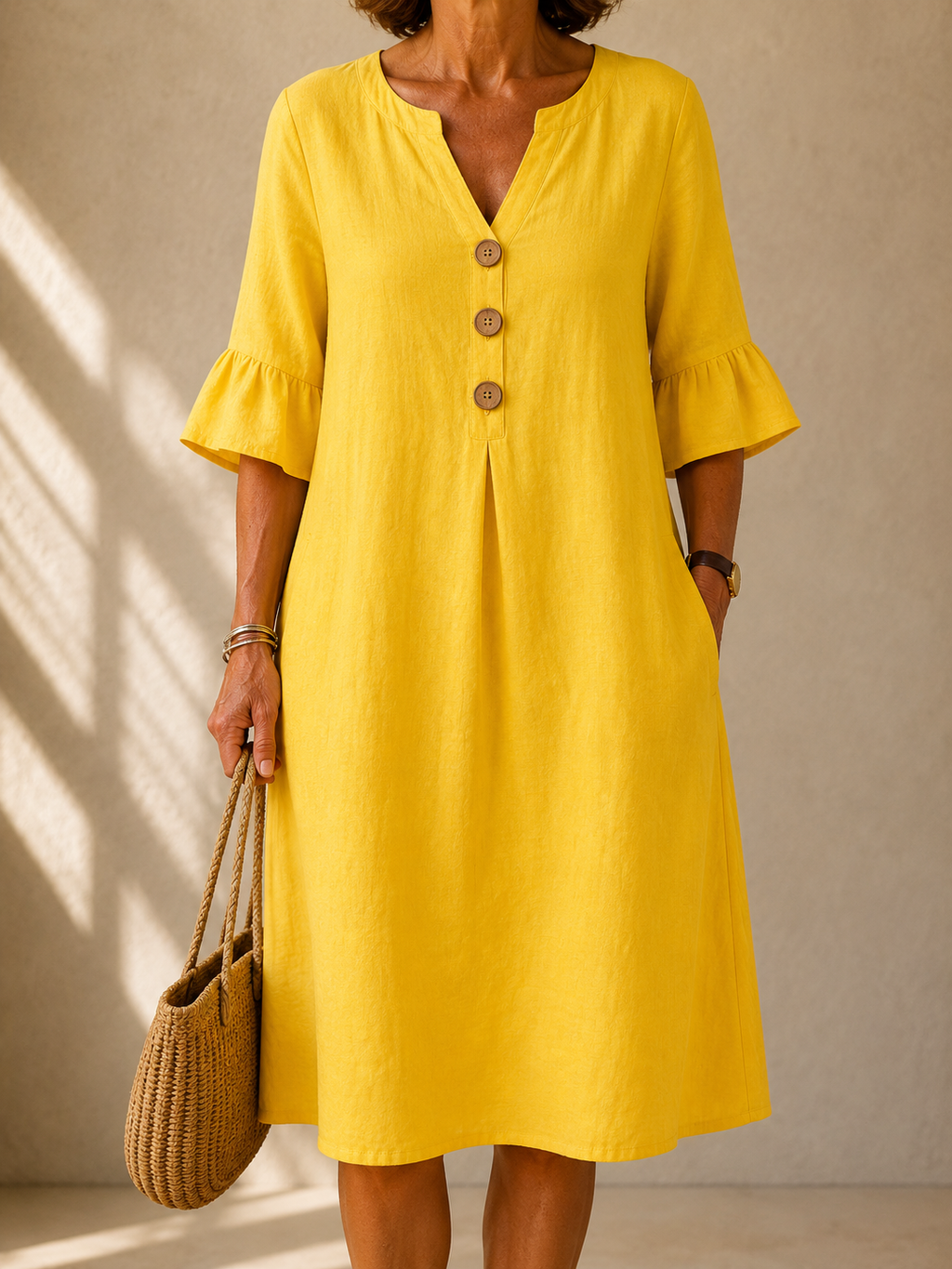 Relaxed Button Front Dress