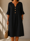 Button Front Dress Flowy Fit