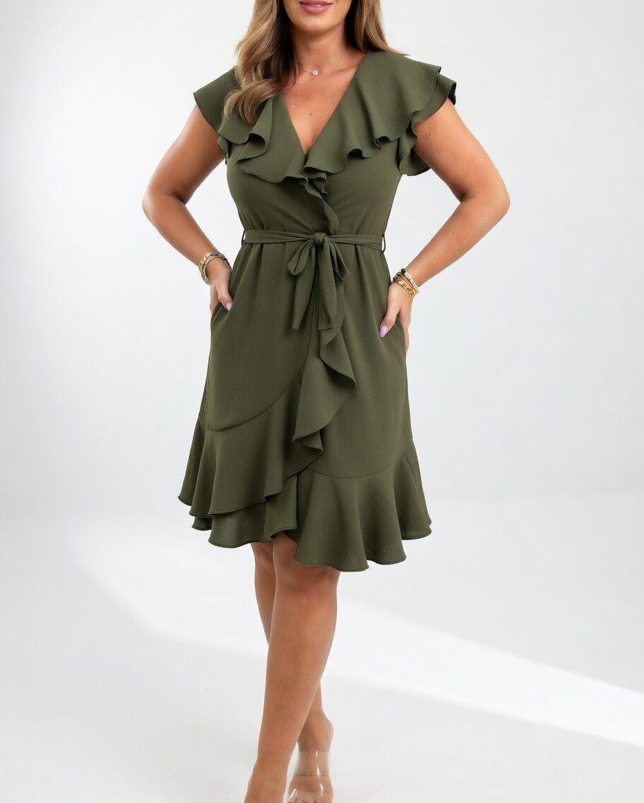 Flowy Black Wrap Dress Feminine