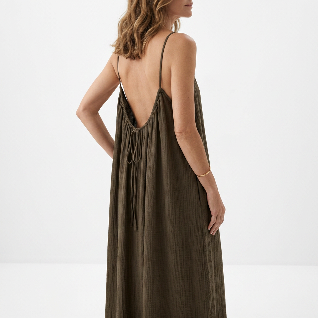 Open Back Maxi Dress with Lace Up Straps