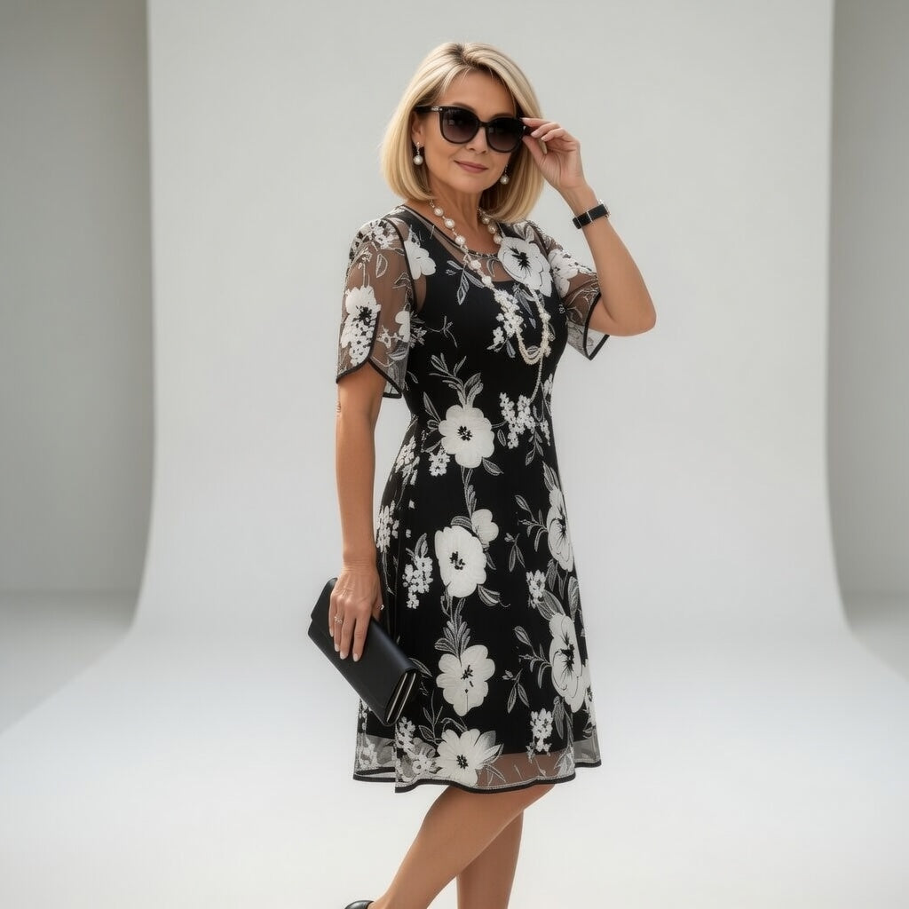Floral Chiffon Dress Timeless Elegance