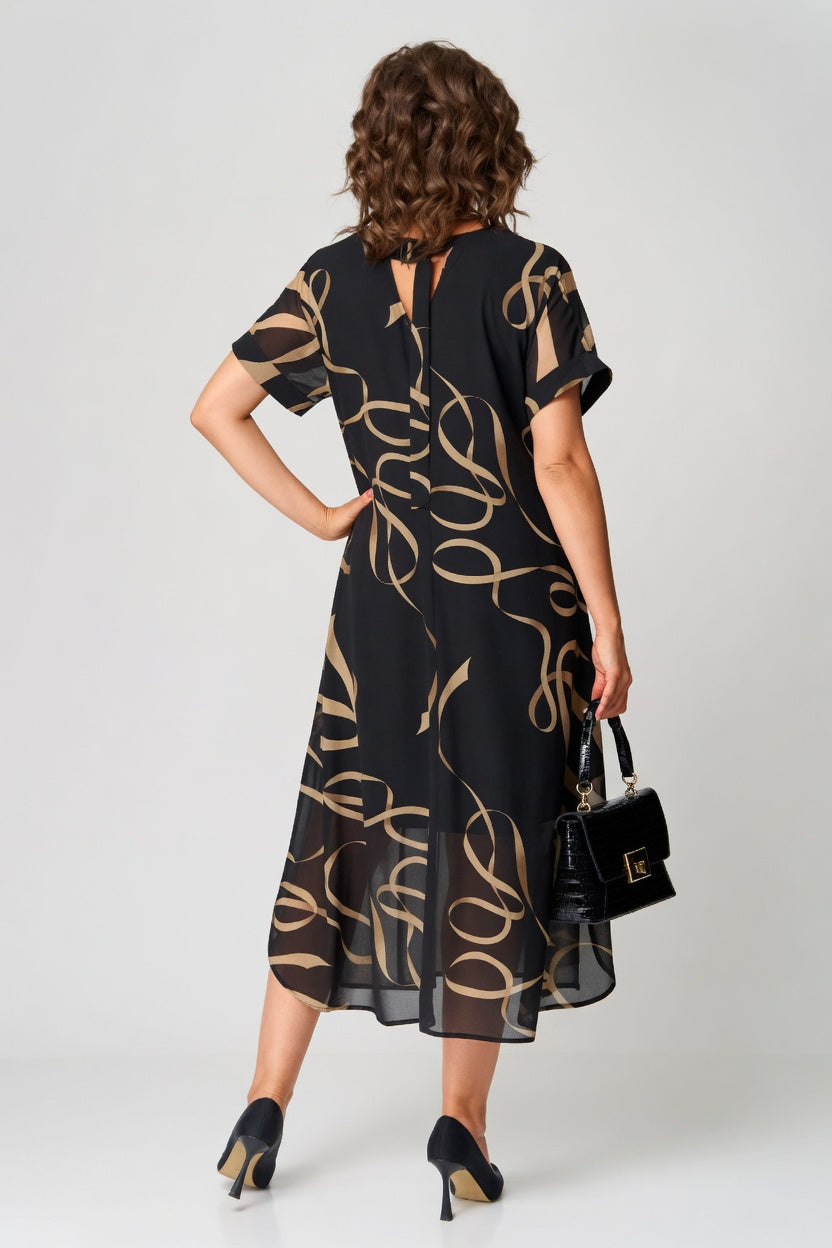 Graphic Flowy Dress Confident Elegance