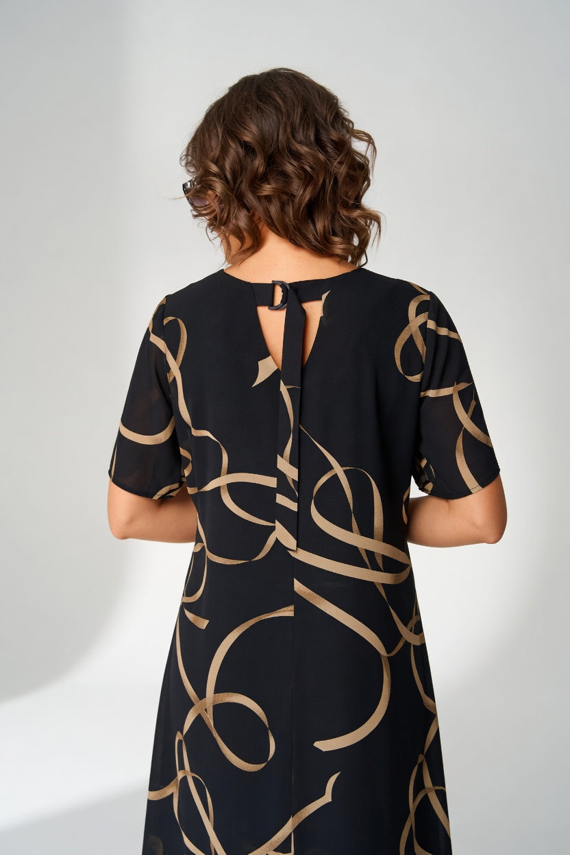 Graphic Flowy Dress Confident Elegance