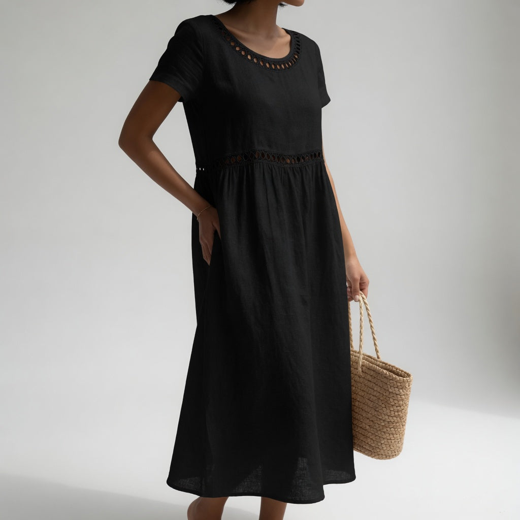 Embroidered Cotton Midi Dress Soft Femininity - Style 2