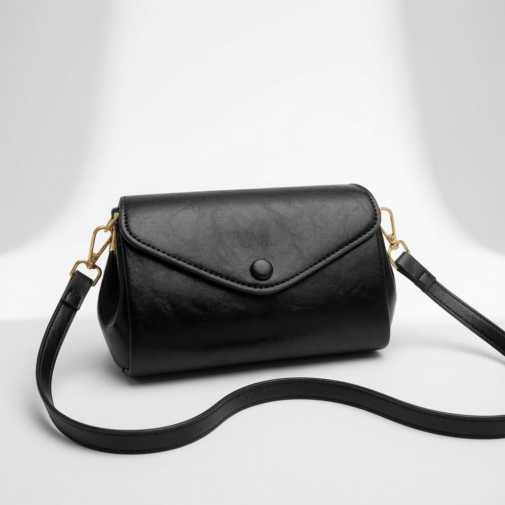 Leather Crossbody Bag Minimalist Elegance - Dark Brown