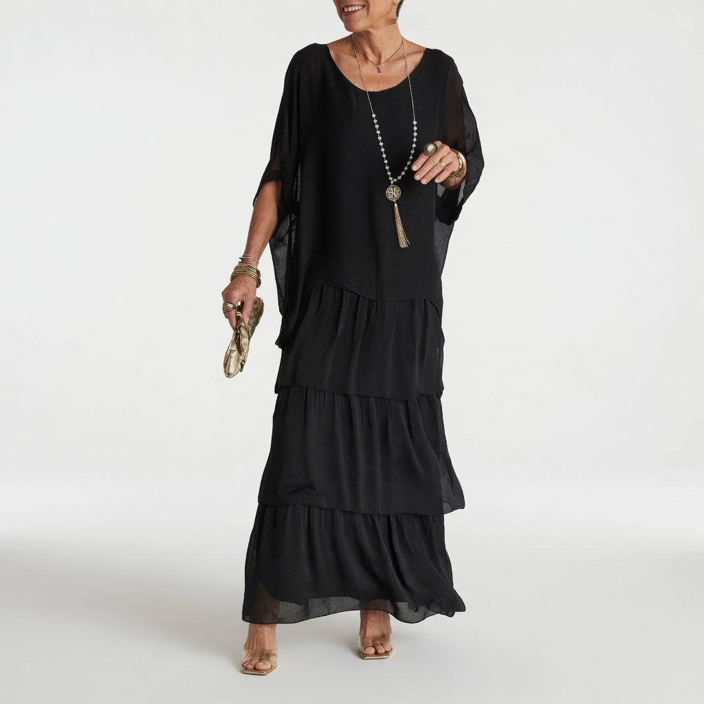 Flowy Bohemian Ruffle Maxi Dress