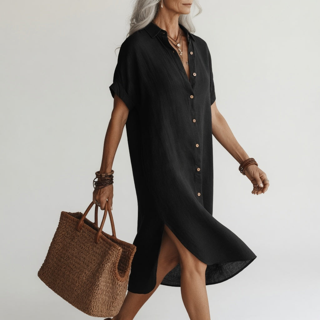 Premium Breathable Midi Shirt Dress Parisian Look