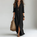 Bohemian Maxi Shirt Dress Natural Elegance