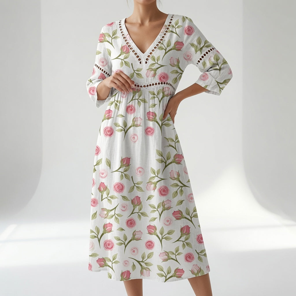 Floral Flowy Dress Romantic Elegance - Maricella