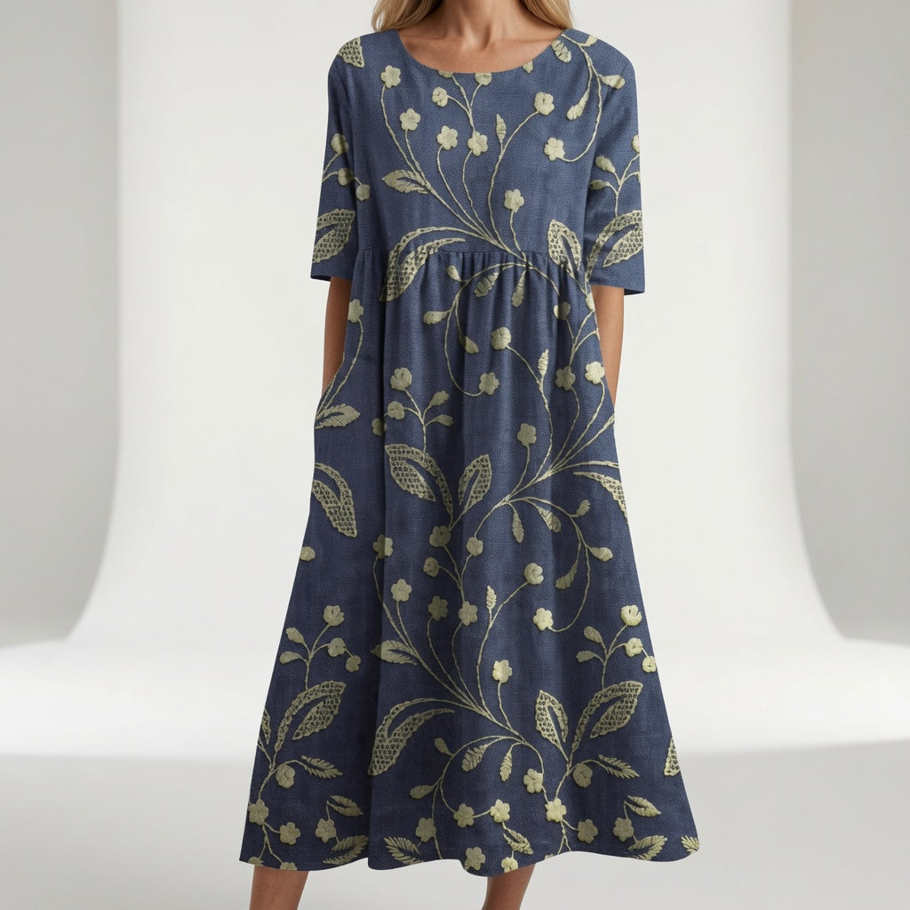 Flowy Floral V Neck Maxi Dress