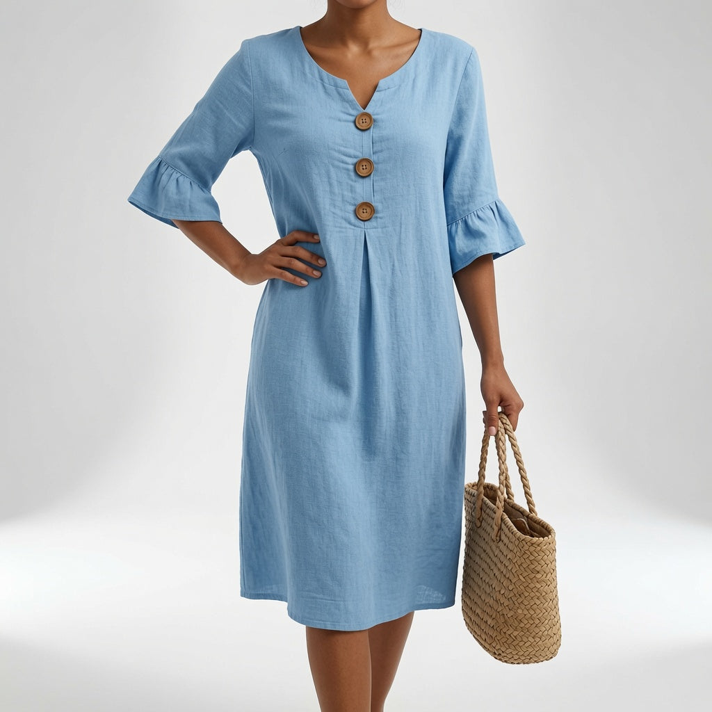 Flowy Button Front Dress Summer Elegance