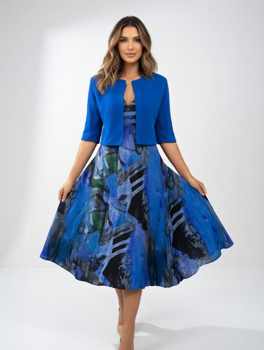 Elegant Flowy Printed Midi Dress