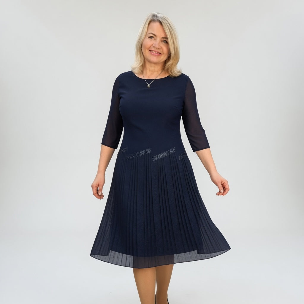 Pleated Midi Dress Sophisticated Elegance